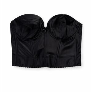 Black Strapless Bustier Corset Top Longline Bra Shapewear Structured 36D